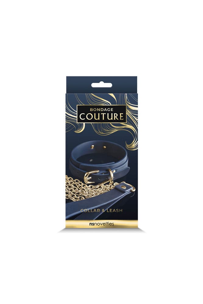 NS Novelties - Bondage Couture - Collar and Leash - Blue - Stag Shop