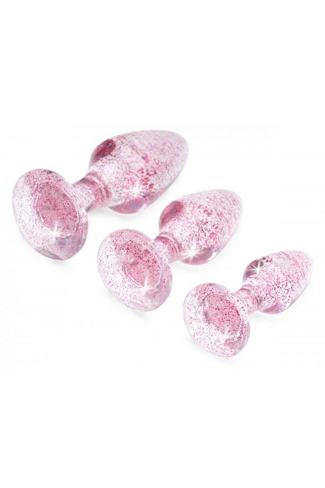 XR Brands - Booty Sparks - Glitter Gem Anal Plug Set - Pink - Stag Shop