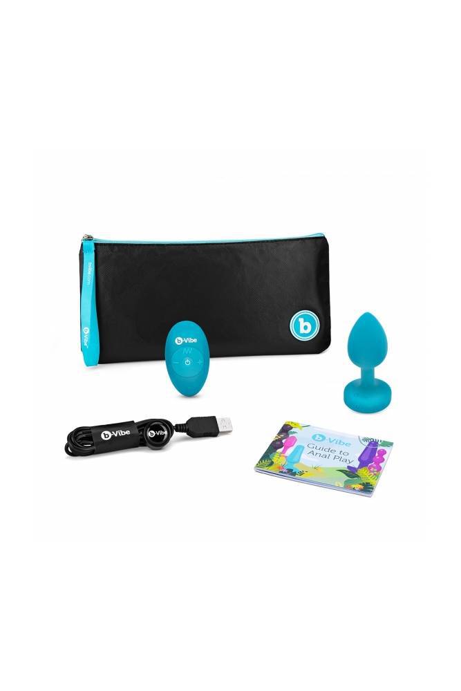 B-Vibe - Remote Control Vibrating Jewel Butt Plug - S/M - Blue - Stag Shop