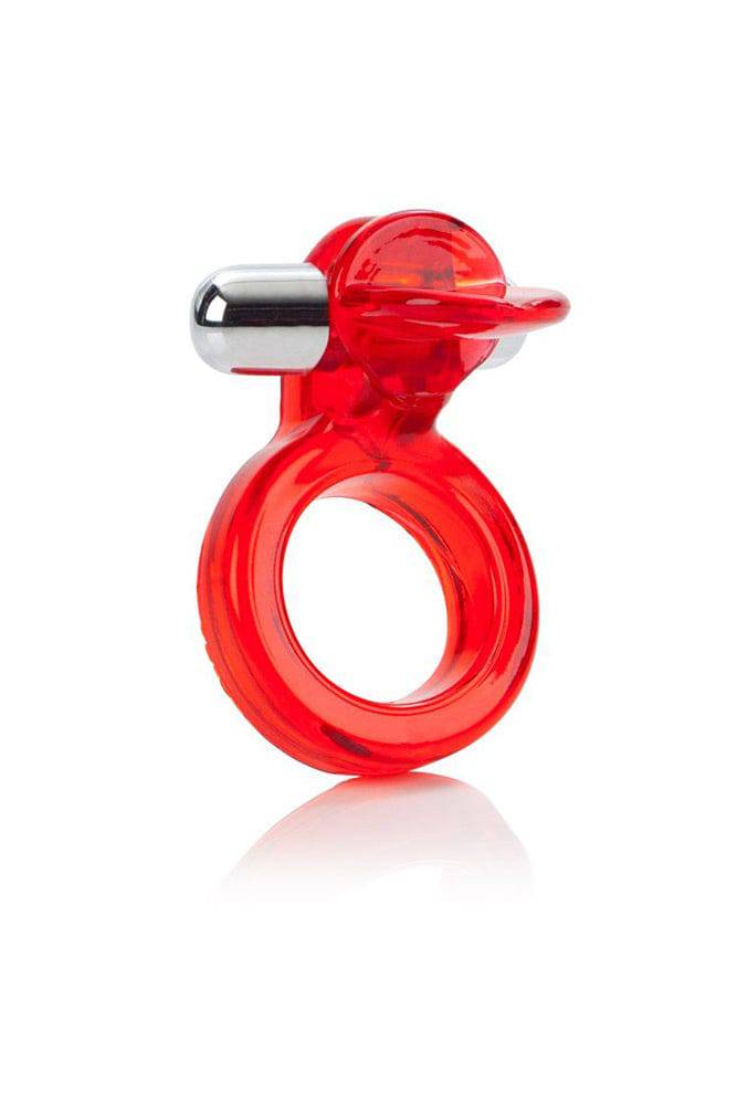 Cal Exotics - Couples Enhancer - Wireless Clit Flicker Cock Ring - Red - Stag Shop