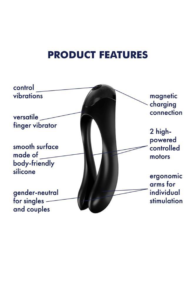 Satisfyer - Candy Cane - Silicone Finger Vibrator - Black - Stag Shop