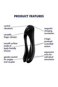 Thumbnail for Satisfyer - Candy Cane - Silicone Finger Vibrator - Black - Stag Shop