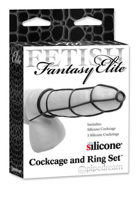 Thumbnail for Pipedream - Fetish Fantasy Elite - Silicone Cockcage and Ring Set - Black - Stag Shop