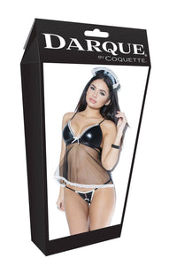 Thumbnail for Coquette - D9333 - Babydoll & G-string - Black/White - OS - Stag Shop