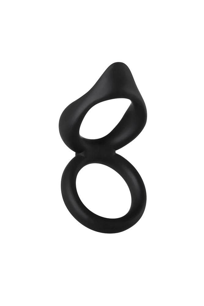 Adam & Eve - Silicone Dual Cock Ring & Clit Tickler - Black - Stag Shop