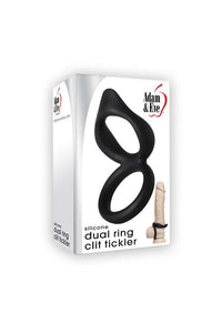 Thumbnail for Adam & Eve - Silicone Dual Cock Ring & Clit Tickler - Black - Stag Shop