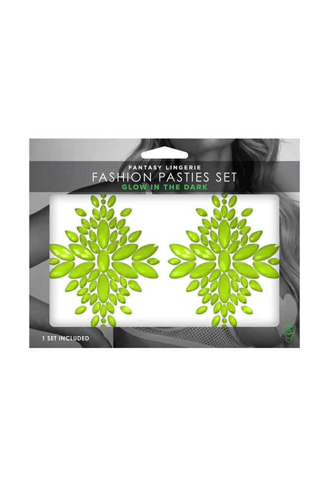 Fantasy Lingerie - Neon Glow in the Dark Crystal Pasties - Assorted Colours - Stag Shop