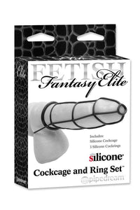 Thumbnail for Pipedream - Fetish Fantasy Elite - Silicone Cockcage and Ring Set - Black - Stag Shop