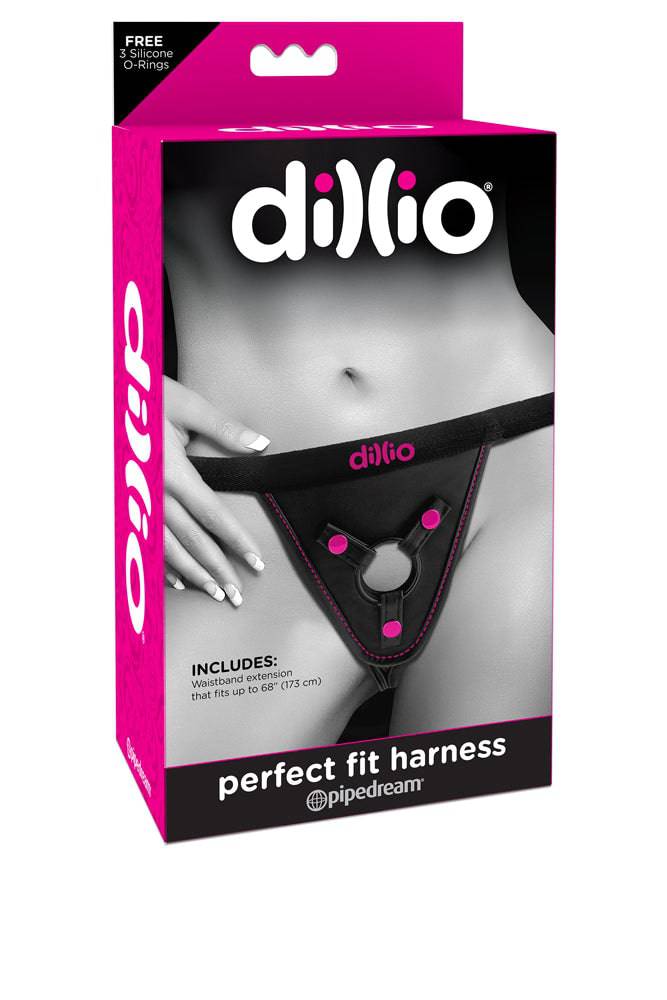 Pipedream - Dillio - Perfect Fit Strap-On Harness - Black/Pink - Stag Shop