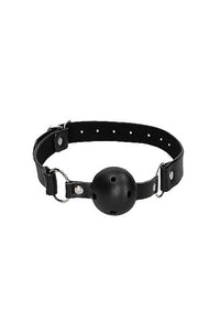 Thumbnail for Ouch by Shots Toys - Black & White - Breathable Ball Gag with Bonded Leather Straps - Black - Stag Shop