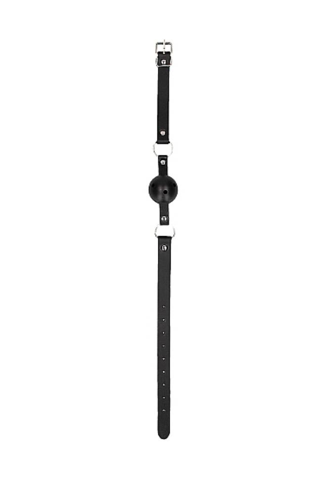 Ouch by Shots Toys - Black & White - Breathable Ball Gag with Bonded Leather Straps - Black - Stag Shop