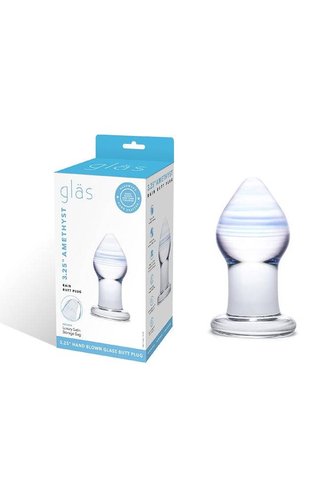 Gläs - Amethyst Rain Glass Butt Plug - Clear/Blue - Stag Shop