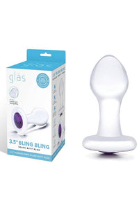 Thumbnail for Gläs - 3.5-inch Bling Bling Glass Butt Plug - Clear/Purple - Stag Shop