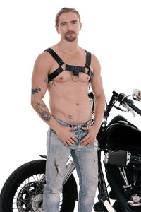Thumbnail for Ouch by Shots Toys - Skulls and Bones - Male Harness with Spikes - Black - Stag Shop