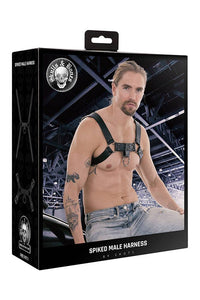 Thumbnail for Ouch by Shots Toys - Skulls and Bones - Male Harness with Spikes - Black - Stag Shop