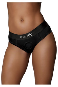 Thumbnail for Ouch by Shots Toys - Vibrating Strap-on High-cut Brief - Black - Various Sizes