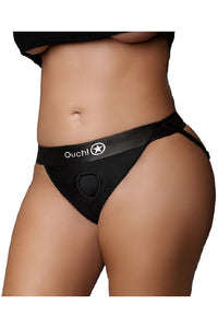 Thumbnail for Ouch by Shots Toys - Vibrating Strap-on Panty Harness with Open Back - Various Colors & Sizes