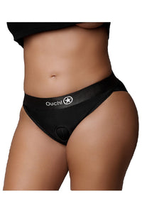 Thumbnail for Ouch by Shots Toys - Vibrating Strap-on Hipster Panty Harness - Black - Various Sizes