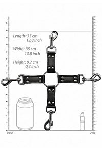 Thumbnail for Ouch by Shots Toys - 4 Way Leather Hog Tie Cross - Black - Stag Shop