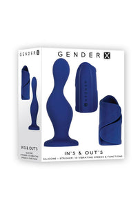 Thumbnail for Evolved - Gender X - Ins & Outs Dildo & Stroker Set - Blue - Stag Shop