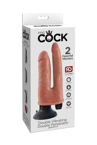Thumbnail for Pipedream - King Cock - Double Vibrating Penetrator Ultra Realistic Dildo - Beige - Stag Shop