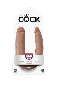 Thumbnail for Pipedream - King Cock - Double Trouble Curved Ultra Realistic Double Ended Dildo - Large - TAN - Stag Shop