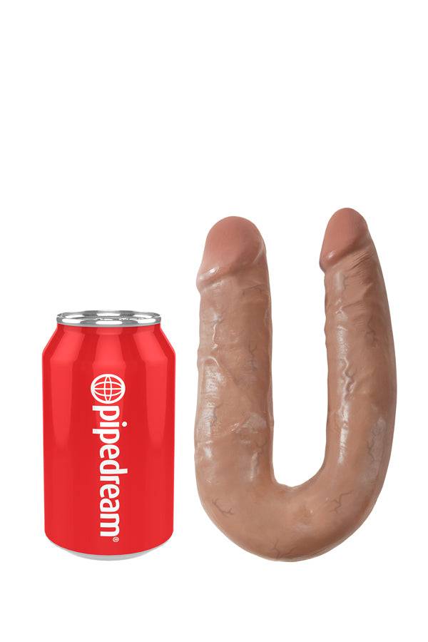 Pipedream - King Cock - Double Trouble Curved Ultra Realistic Double Ended Dildo - Large - TAN - Stag Shop
