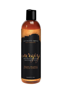 Thumbnail for Intimate Earth - Aromatherapy Massage Oil - Energizer - Fresh Orange & Wild Ginger - 8oz - Stag Shop