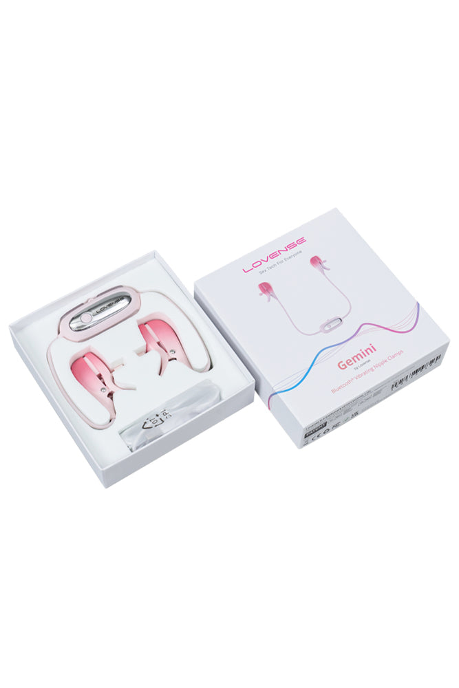 Lovense - Gemini Bluetooth Adjustable Vibrating Nipple Clamps - Pink - Stag Shop
