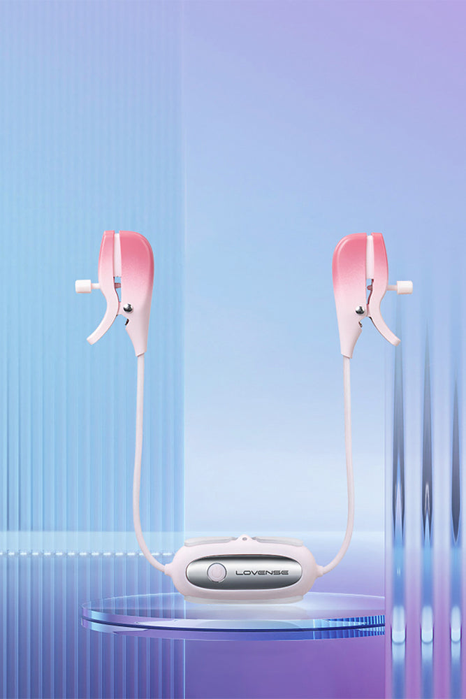 Lovense - Gemini Bluetooth Adjustable Vibrating Nipple Clamps - Pink - Stag Shop