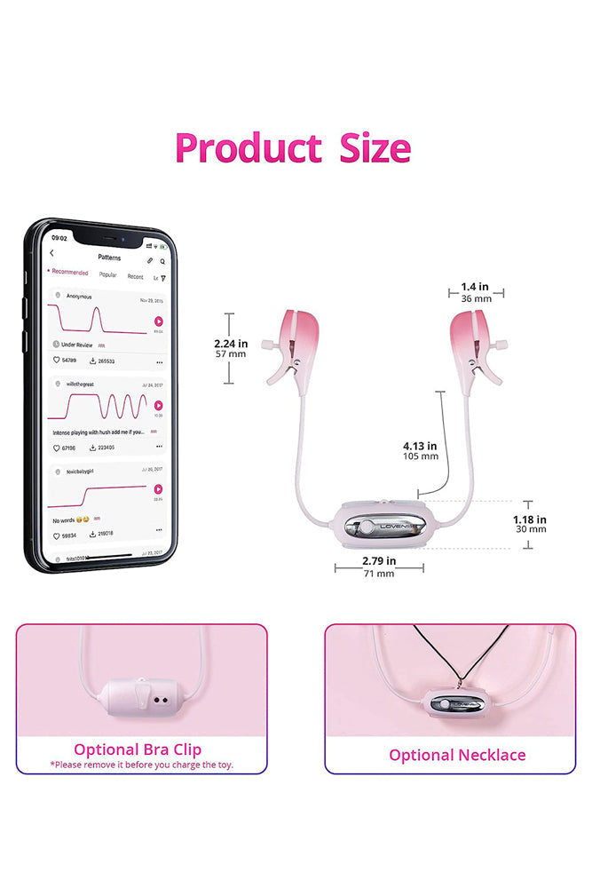 Lovense - Gemini Bluetooth Adjustable Vibrating Nipple Clamps - Pink - Stag Shop