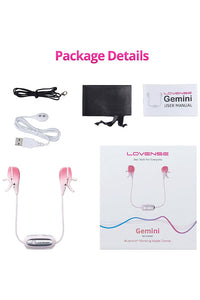 Thumbnail for Lovense - Gemini Bluetooth Adjustable Vibrating Nipple Clamps - Pink - Stag Shop