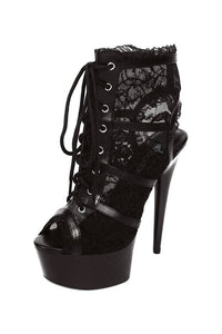 Thumbnail for Lapdance Shoes - LS-101 - Lace Bootie Heels - Black - Stag Shop