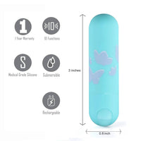 Thumbnail for Maia Toys - Julia Rechargeable Butterfly Print Bullet - Teal - Stag Shop