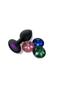 Thumbnail for Nobu - Fetish Silicone Plug with Interchangeable Jewels - Black - Stag Shop