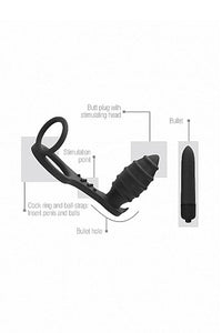Thumbnail for Shots Toys - Sono - No.55 Butt Plug With Cockring And Ball Strap - Black - Stag Shop