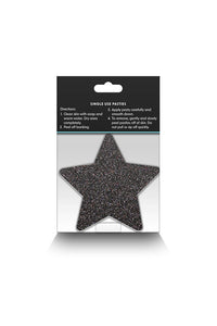 Thumbnail for NS Novelties - Pretty Pasties - Star Glitter Pasties 2 Pair - Black/Gold - Stag Shop