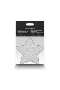 Thumbnail for NS Novelties - Pretty Pasties - Star Glitter Pasties 2 Pair - Silver/Red - Stag Shop