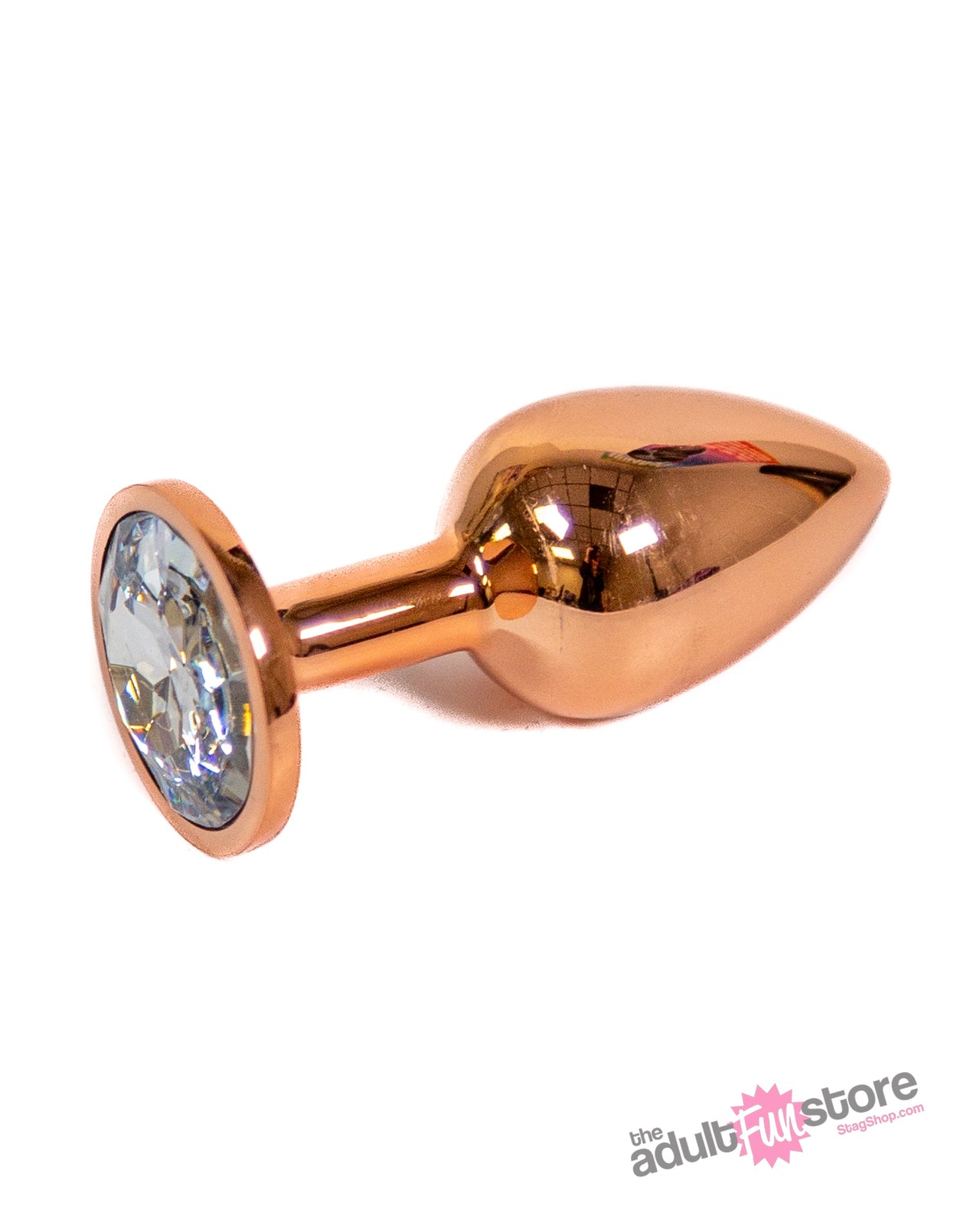 NS Novelties - Rear Assets - Aluminum Butt Plug - Rose Gold/Clear - 2.75 Inch - Stag Shop