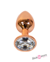 Thumbnail for NS Novelties - Rear Assets - Aluminum Butt Plug - Rose Gold/Clear - 2.75 Inch - Stag Shop