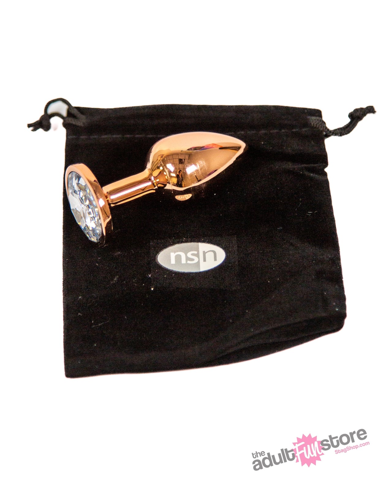 NS Novelties - Rear Assets - Aluminum Butt Plug - Rose Gold/Clear - 2.75 Inch - Stag Shop
