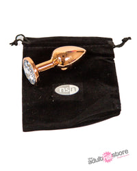 Thumbnail for NS Novelties - Rear Assets - Aluminum Butt Plug - Rose Gold/Clear - 2.75 Inch - Stag Shop
