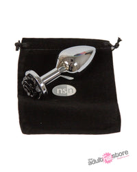 Thumbnail for NS Novelties - Rear Assets - Aluminum Rose Butt Plug - Silver/Black - Medium - 3.5 Inch - Stag Shop