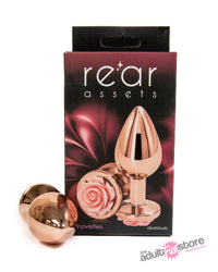 Thumbnail for NS Novelties - Rear Assets - Aluminum Rose Butt Plug - Rose Gold/Pink - Medium - 3.5 Inch - Stag Shop