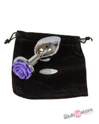 Thumbnail for NS Novelties - Rear Assets - Aluminum Rose Butt Plug - Silver/Purple - Medium - 3.5 Inch - Stag Shop