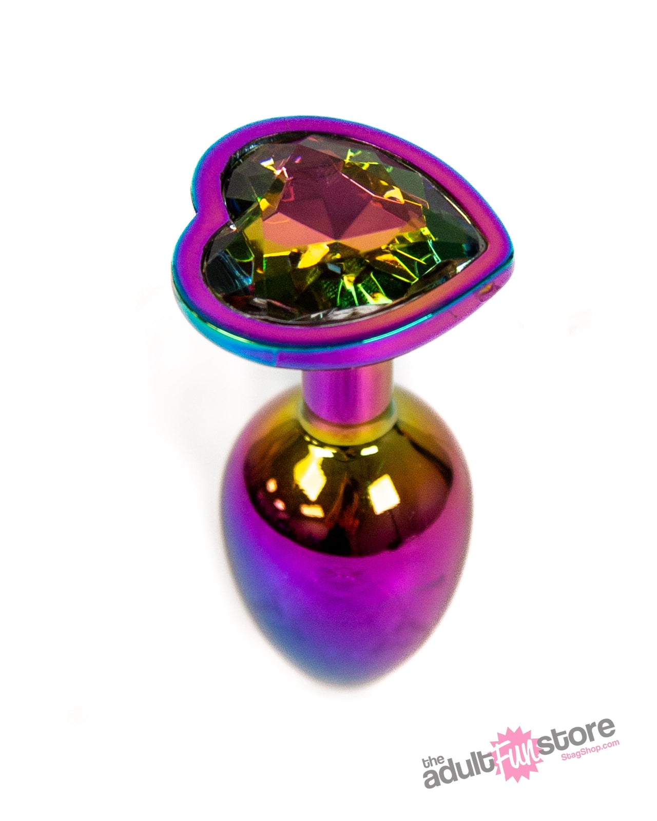NS Novelties - Rear Assets - Aluminum Heart Butt Plug - Multicolour/Rainbow - 2.75 Inch - Stag Shop