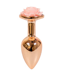 Thumbnail for NS Novelties - Rear Assets - Aluminum Rose Butt Plug - Gold/Pink - Small - 3 Inch - Stag Shop