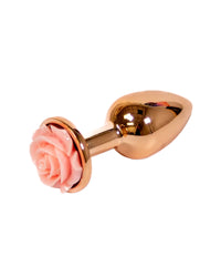 Thumbnail for NS Novelties - Rear Assets - Aluminum Rose Butt Plug - Gold/Pink - Small - 3 Inch - Stag Shop