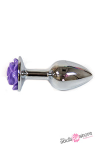 Thumbnail for NS Novelties - Rear Assets - Aluminum Rose Butt Plug - Purple/Silver - Small - 3 Inch - Stag Shop