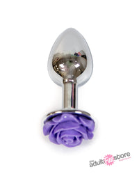 Thumbnail for NS Novelties - Rear Assets - Aluminum Rose Butt Plug - Purple/Silver - Small - 3 Inch - Stag Shop
